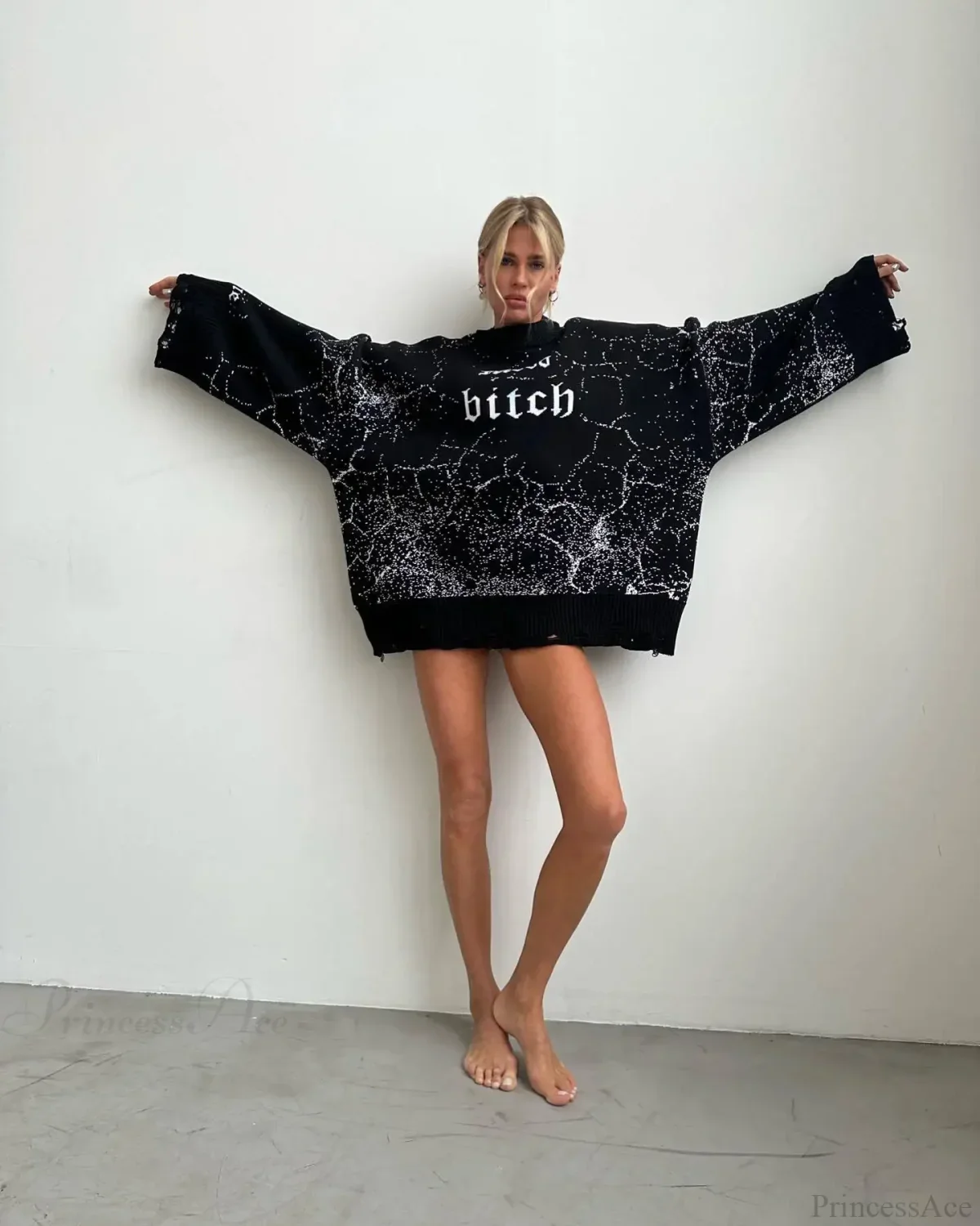 Letter Embroidery Lazy Style Sweater - Image 7