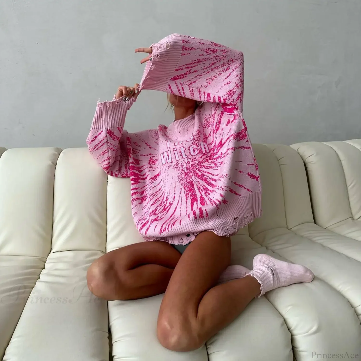 Letter Embroidery Lazy Style Sweater - Image 8