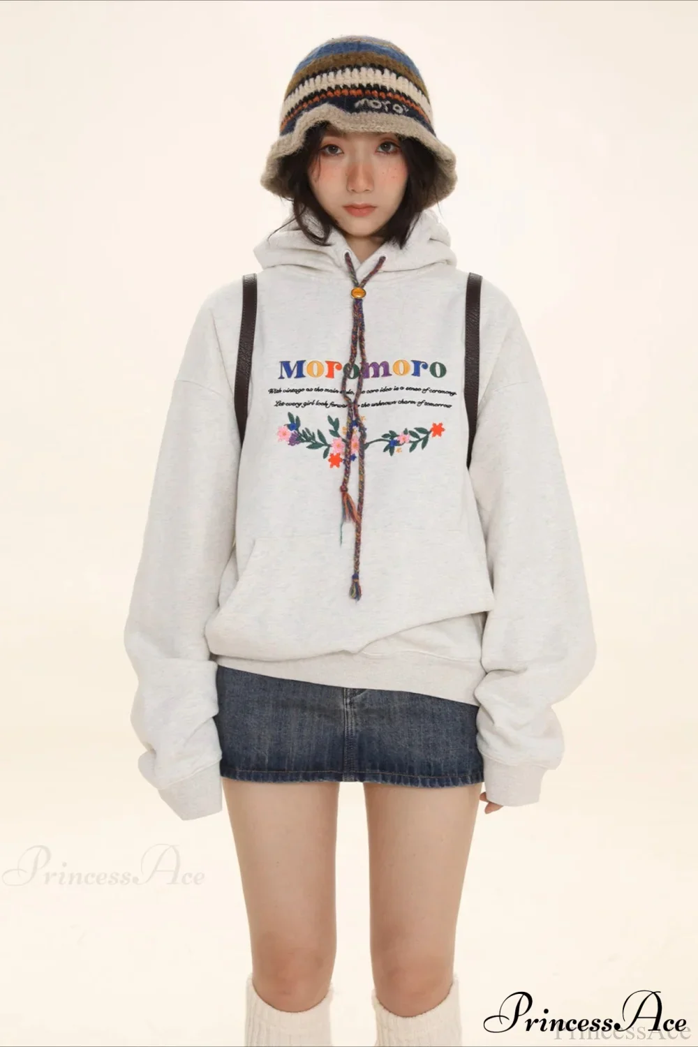 Letter Embroidery Relaxed Thickened  Hoodie - Image 9