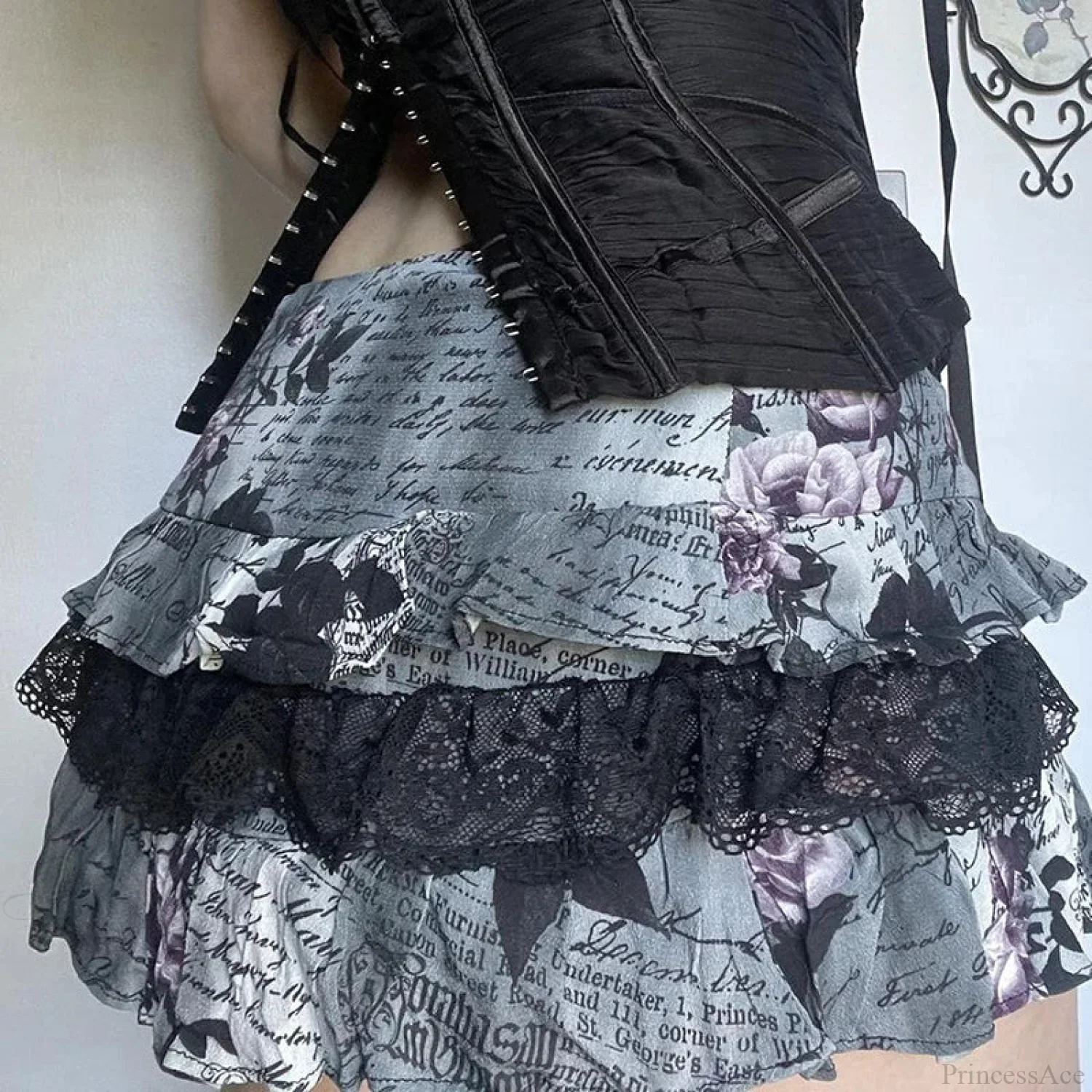 Letter Floral Print Ruffle Skirt - Image 2