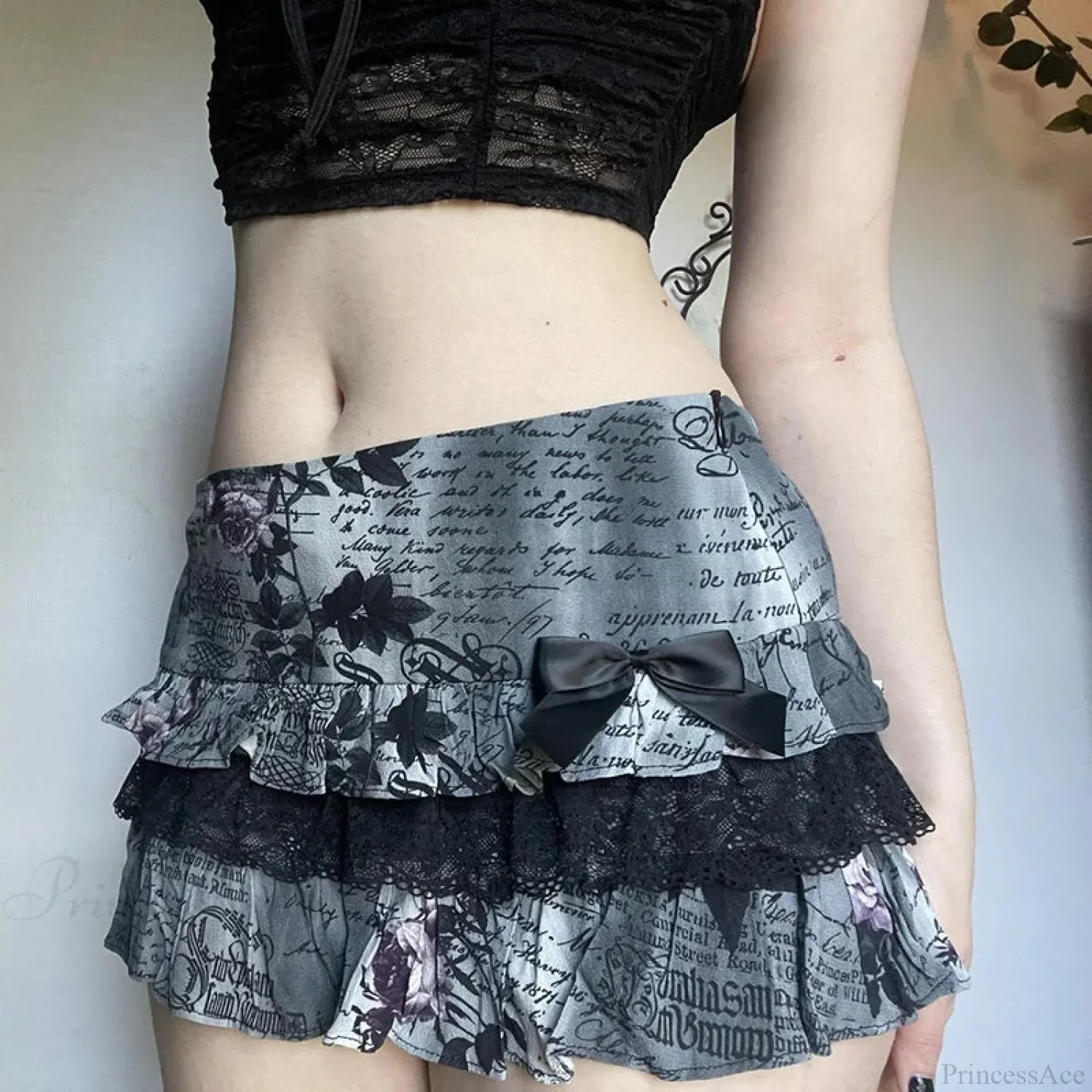 Letter Floral Print Ruffle Skirt - Image 4