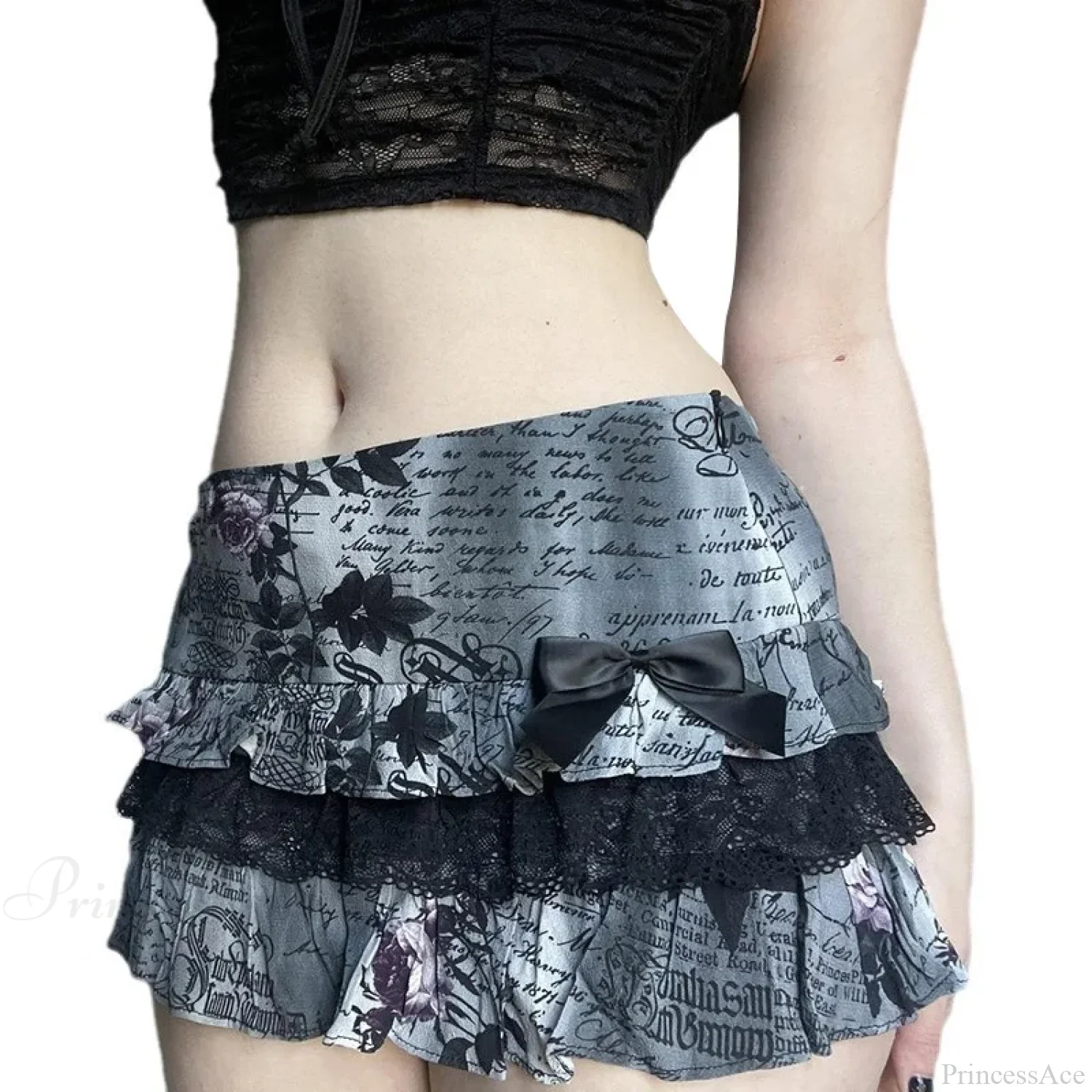 Letter Floral Print Ruffle Skirt - Image 6