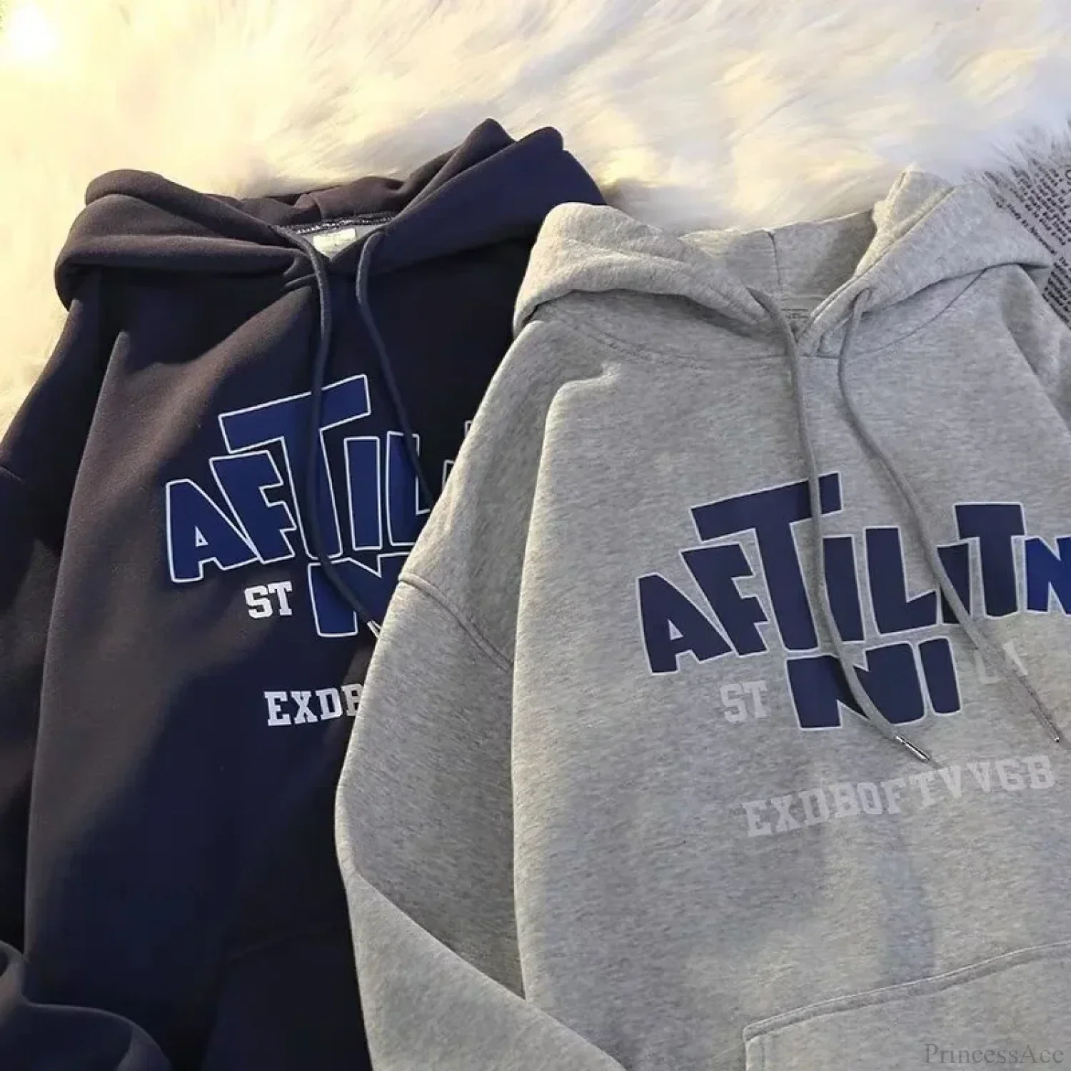 Letter Print Cotton Hoodie - Image 2