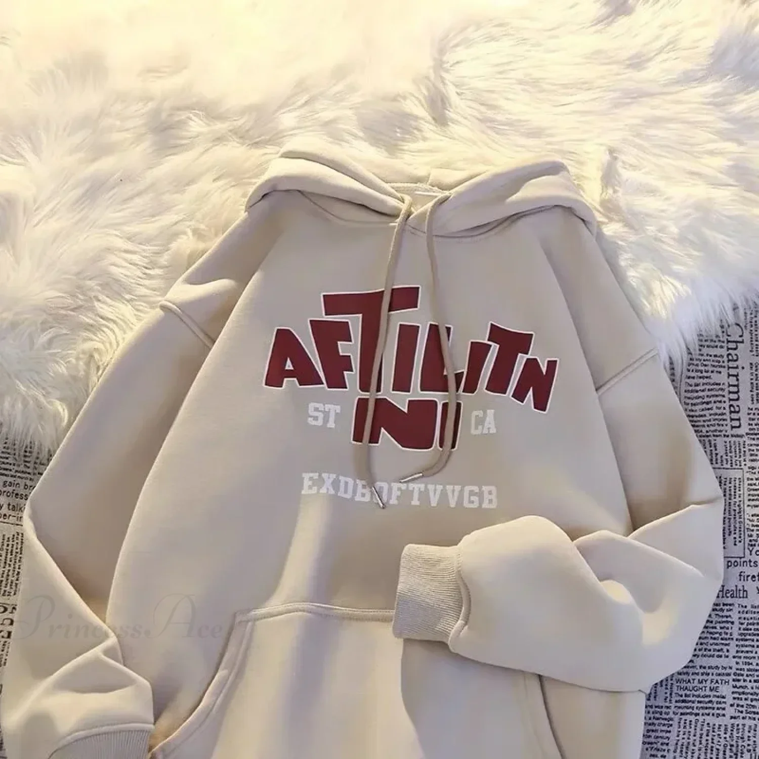 Letter Print Cotton Hoodie - Image 3
