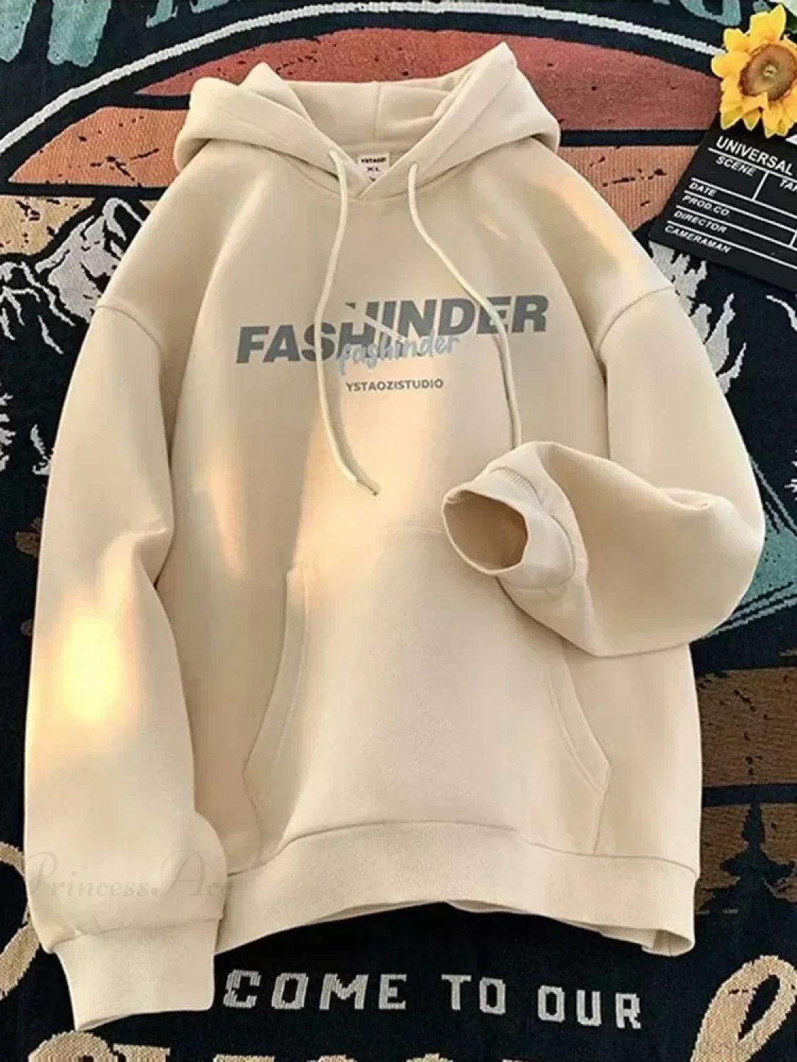 Letter Printed Winter Fleece Hoodie - Image 6