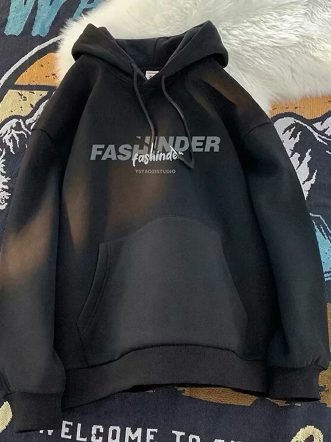 Letter Printed Winter Fleece Hoodie - Image 7