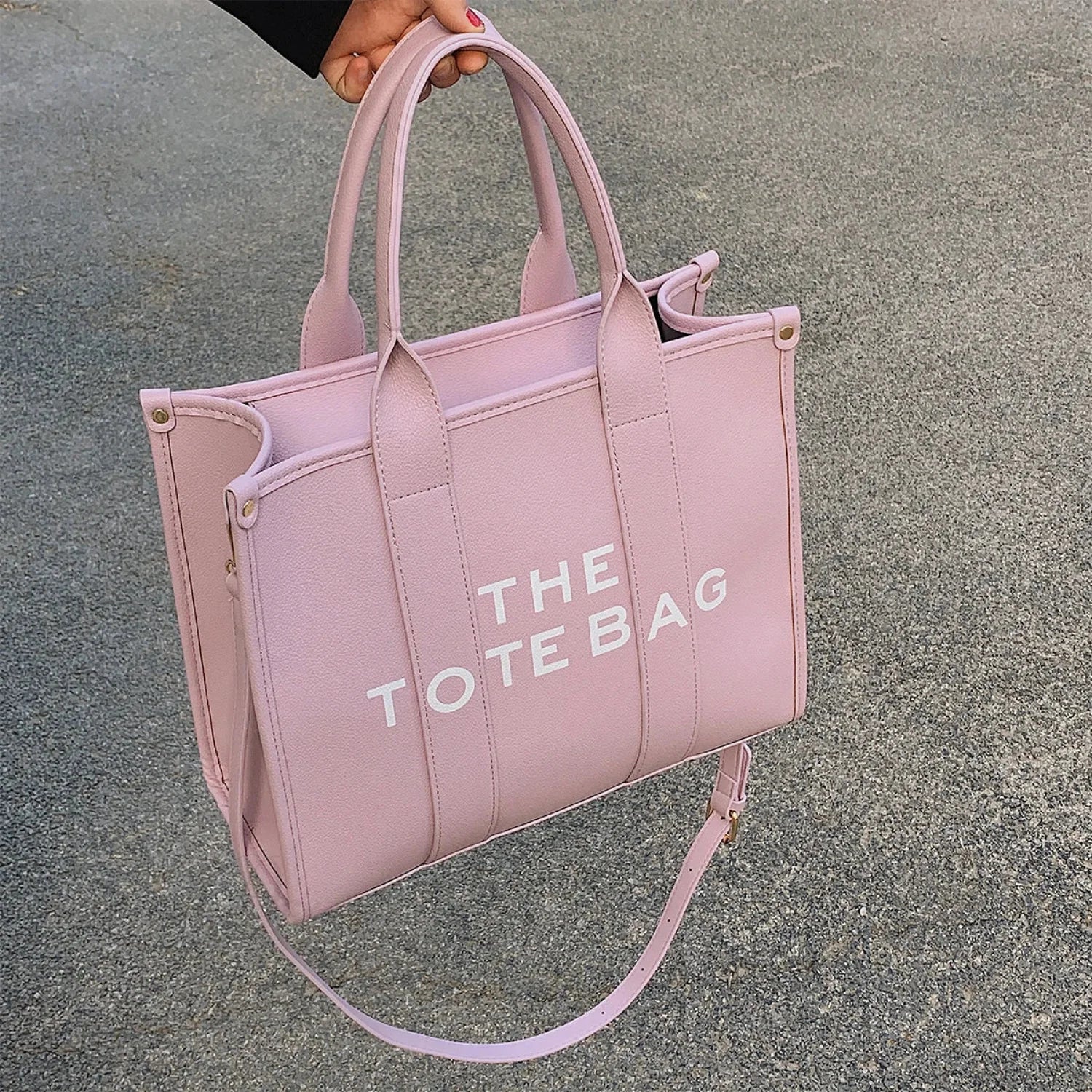 Letter Soft PU Leather Tote Shoulder Handbag - Image 5
