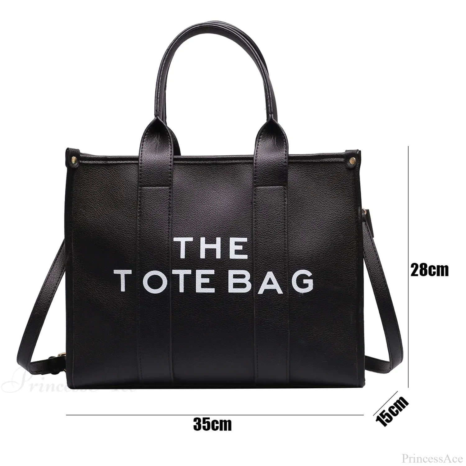 Letter Soft PU Leather Tote Shoulder Handbag - Image 6