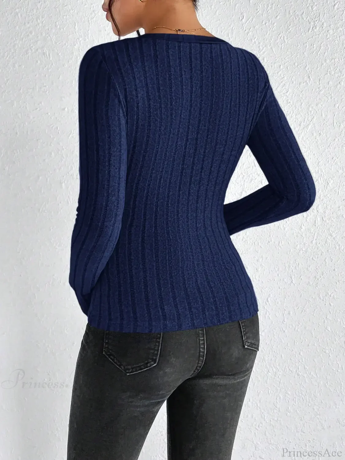 Light Luxury Simple Slim Comfortable V-Neck Pullover Top Women - Image 2