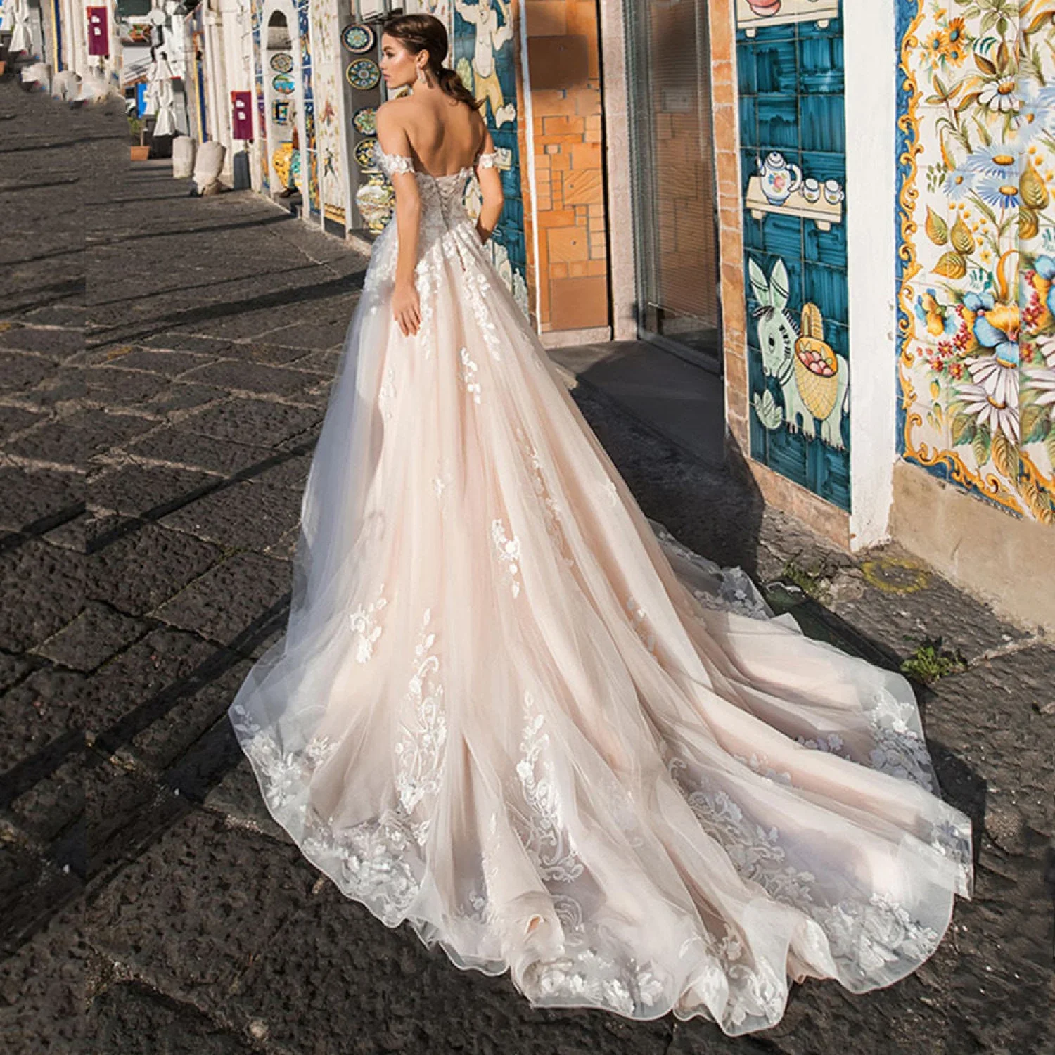 Lightweight Lace Long Train Wedding Dress - Image 3