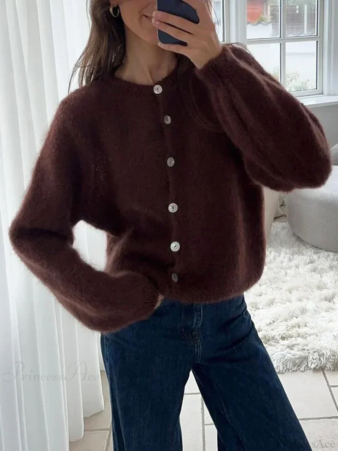 Lightweight Long Sleeve Solid Knit Cardigan - Image 4