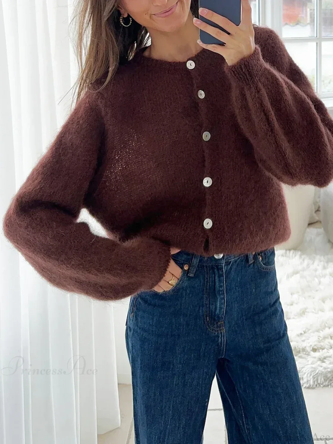Lightweight Long Sleeve Solid Knit Cardigan - Image 6