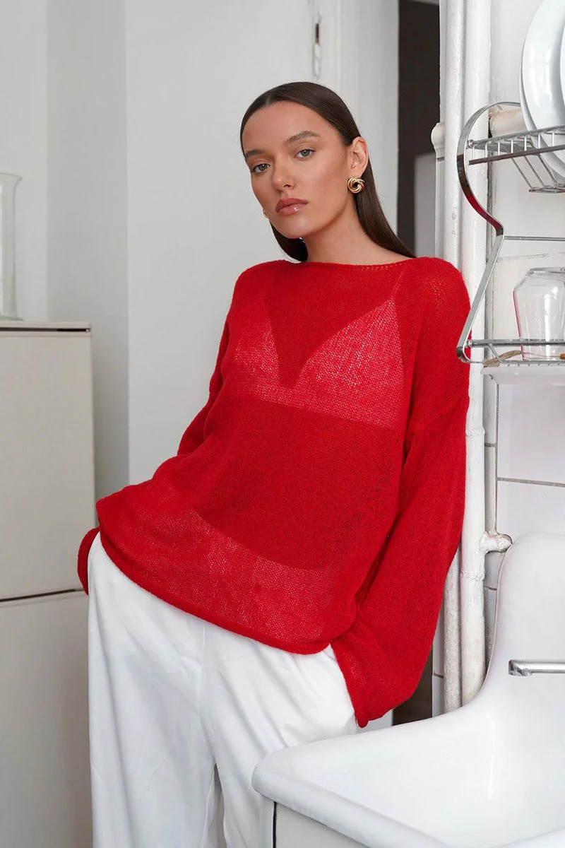 Lightweight See Through Knit Blouse - Image 10