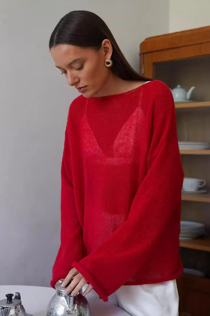 Lightweight See Through Knit Blouse - Image 11