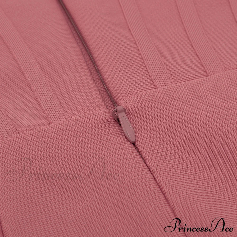 Long Arm Pink Warm-Season Sexy Bodycon Mesh Shoulder Bandage Backless Mini Women Off Dress - Image 15
