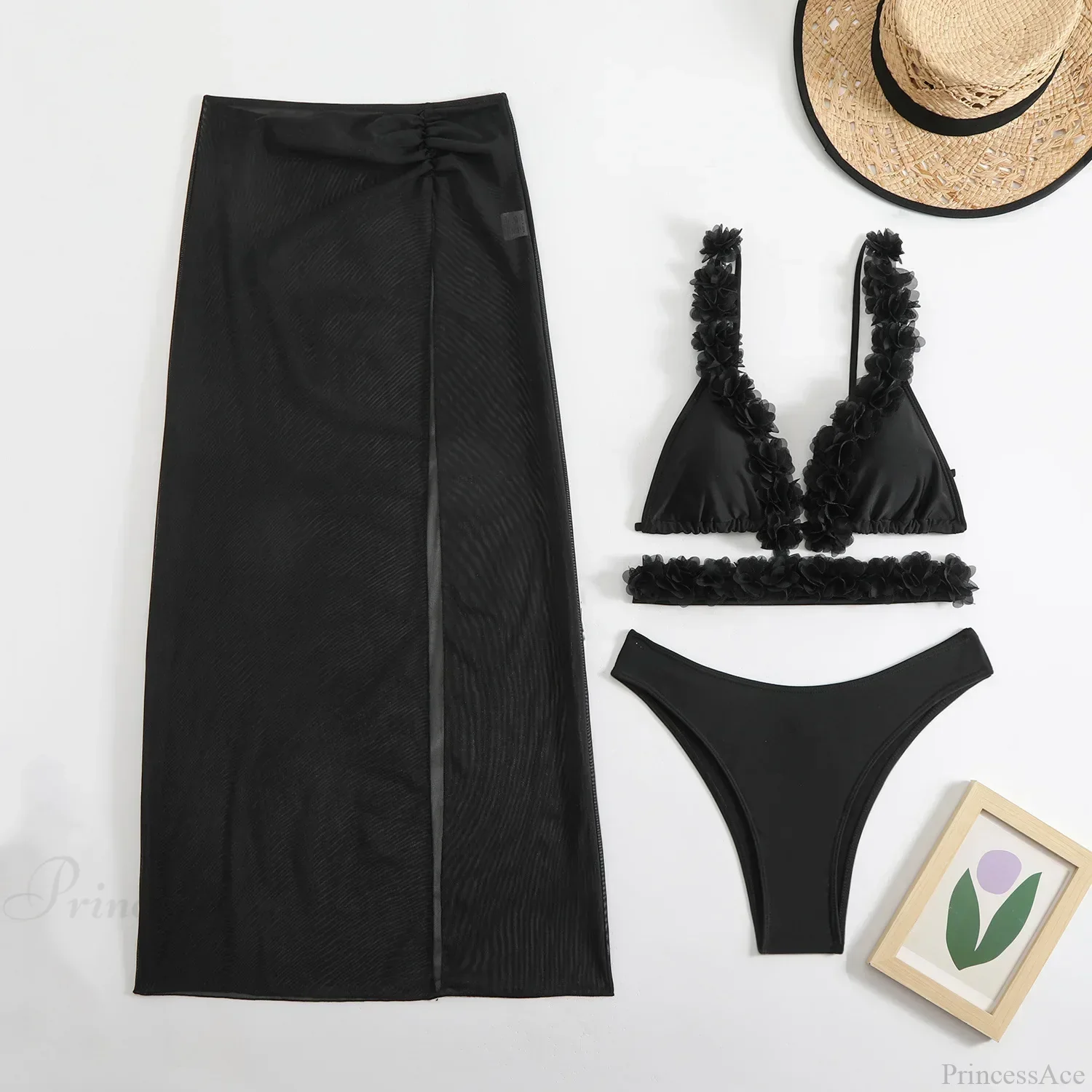 Long Dress Cover Up Bikini Three Piece Swimsuit - Image 3