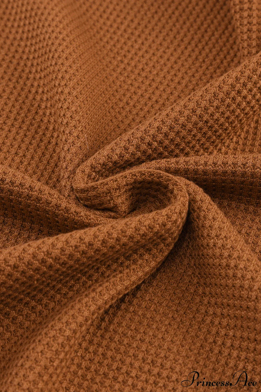 Long Round Arm Neck Brown Textured Top - Image 12