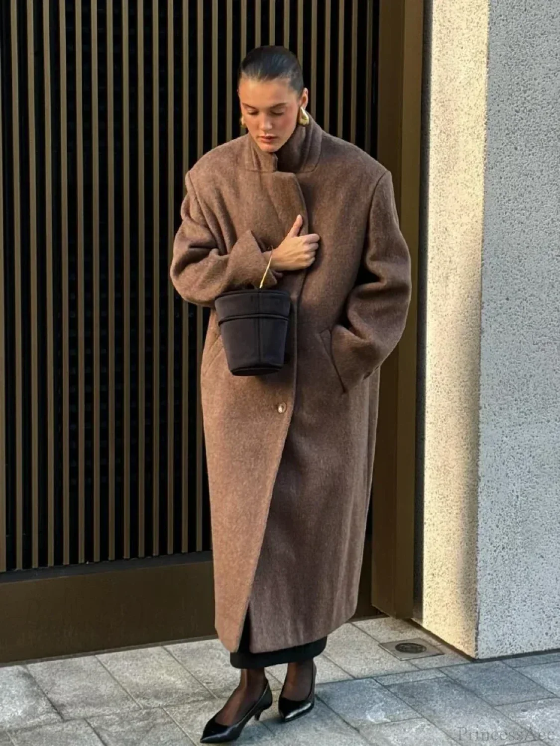 Long Scarf Wool Blends Coat - Image 5