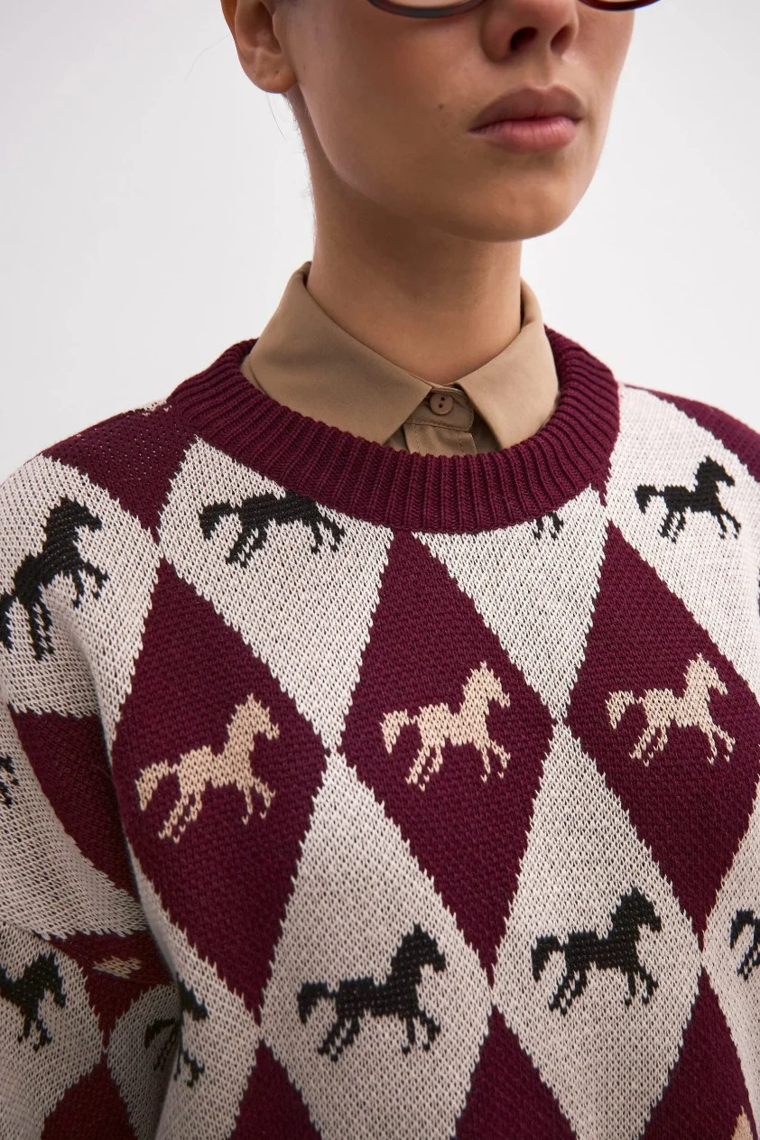 Long Sleeve Colorblock Knit Sweater - Image 4