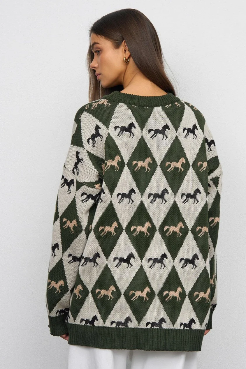 Long Sleeve Colorblock Knit Sweater - Image 9