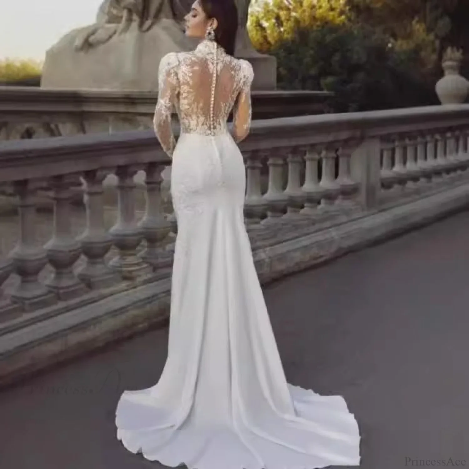 Long Sleeve French Princess Wedding Dress - Image 4
