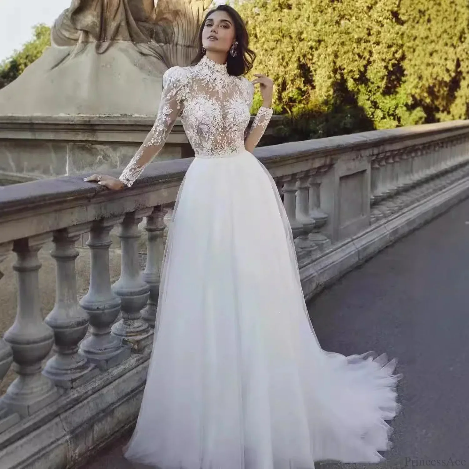 Long Sleeve French Princess Wedding Dress - Image 5