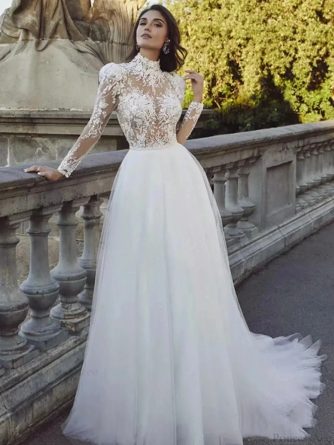Long Sleeve French Princess Wedding Dress - Image 6