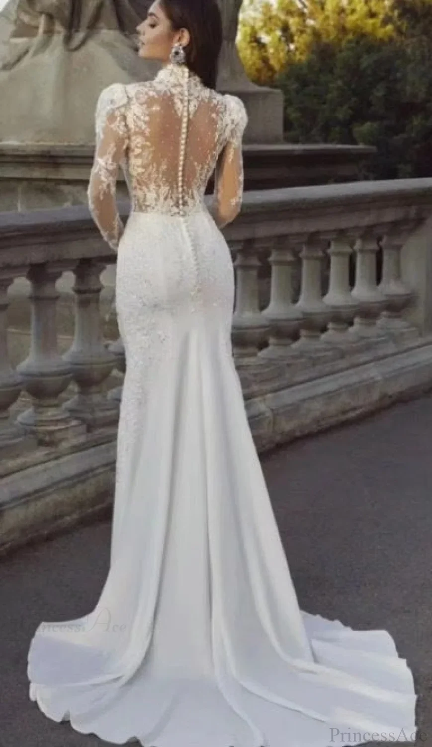 Long Sleeve French Princess Wedding Dress - Image 7