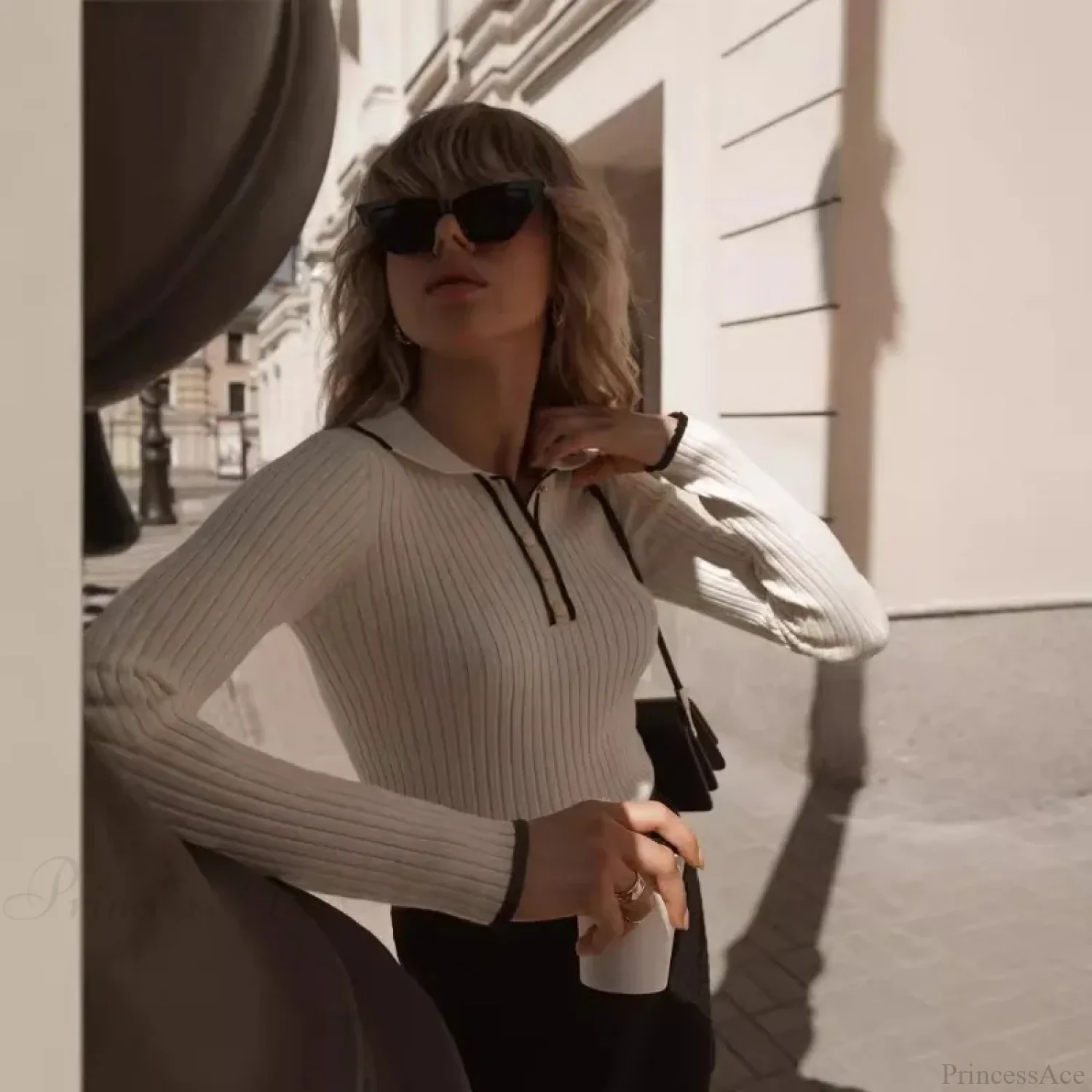 Long Sleeve Patchwork Colorblock Sweater - Image 4