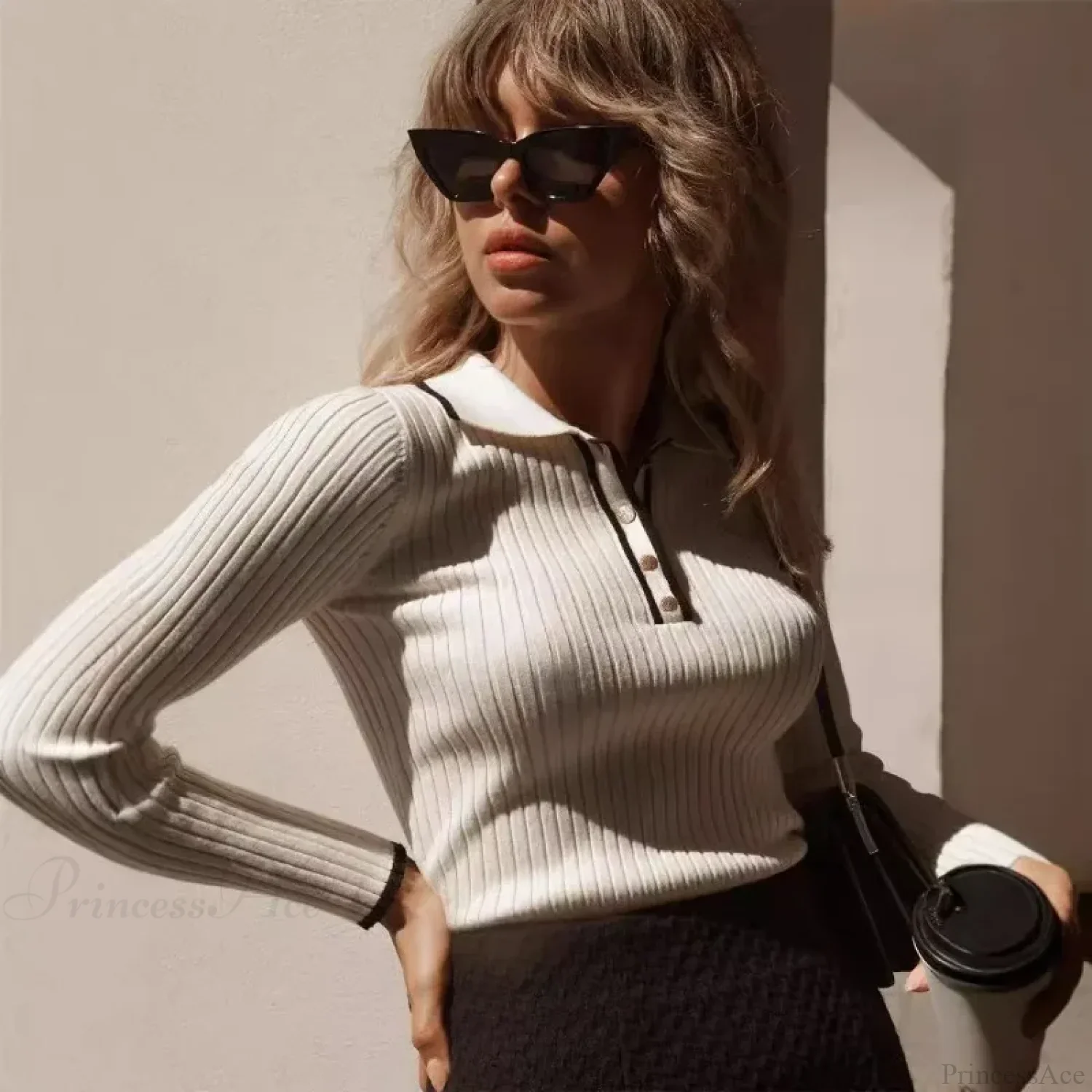 Long Sleeve Patchwork Colorblock Sweater - Image 5