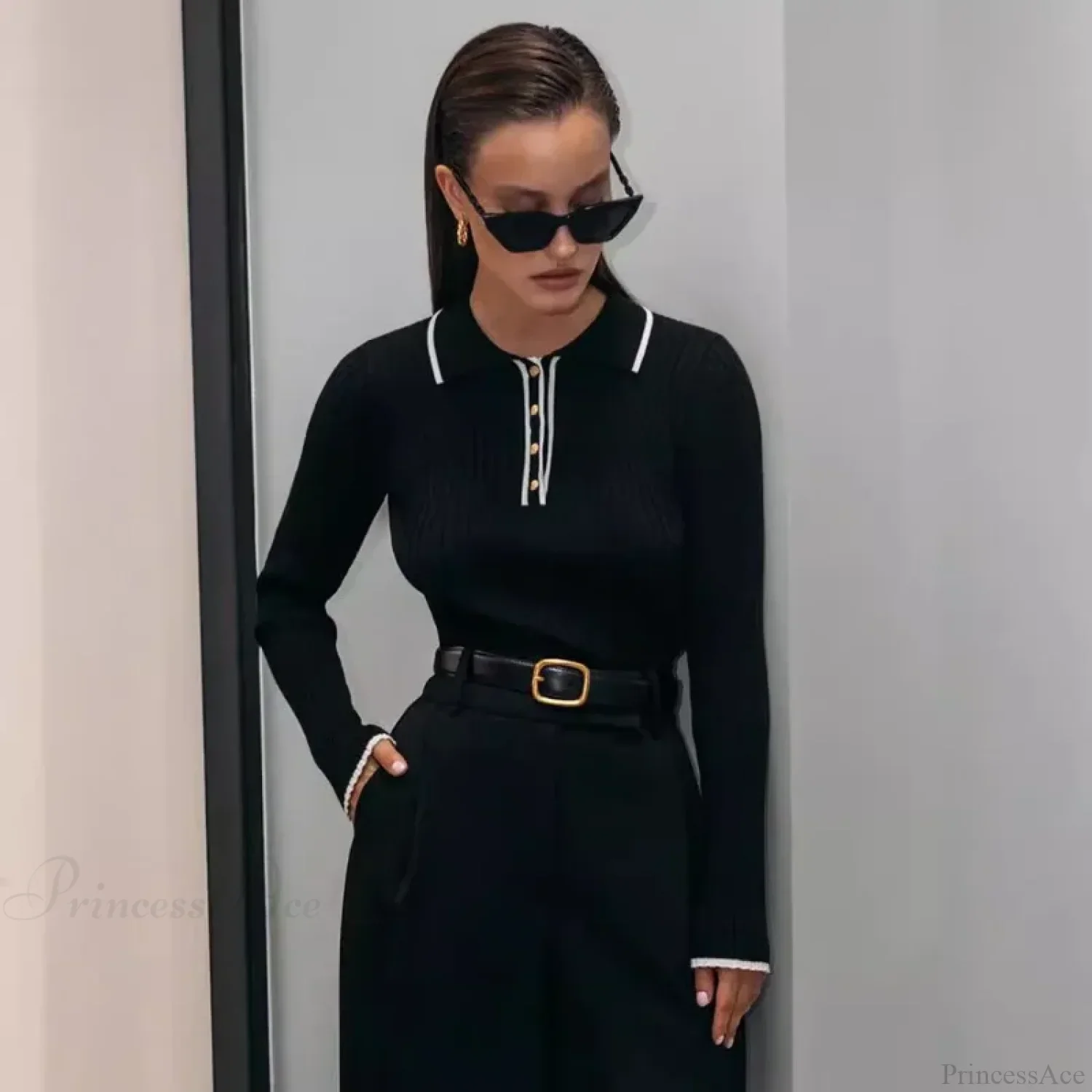 Long Sleeve Patchwork Colorblock Sweater - Image 6