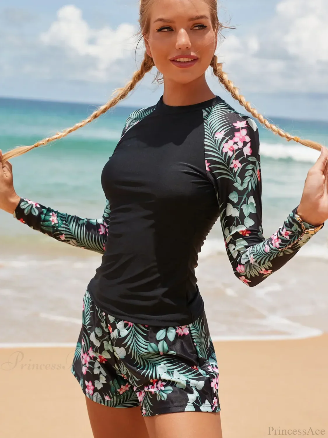 Long Sleeve Print Diving Suit Two Piece Set - Image 4