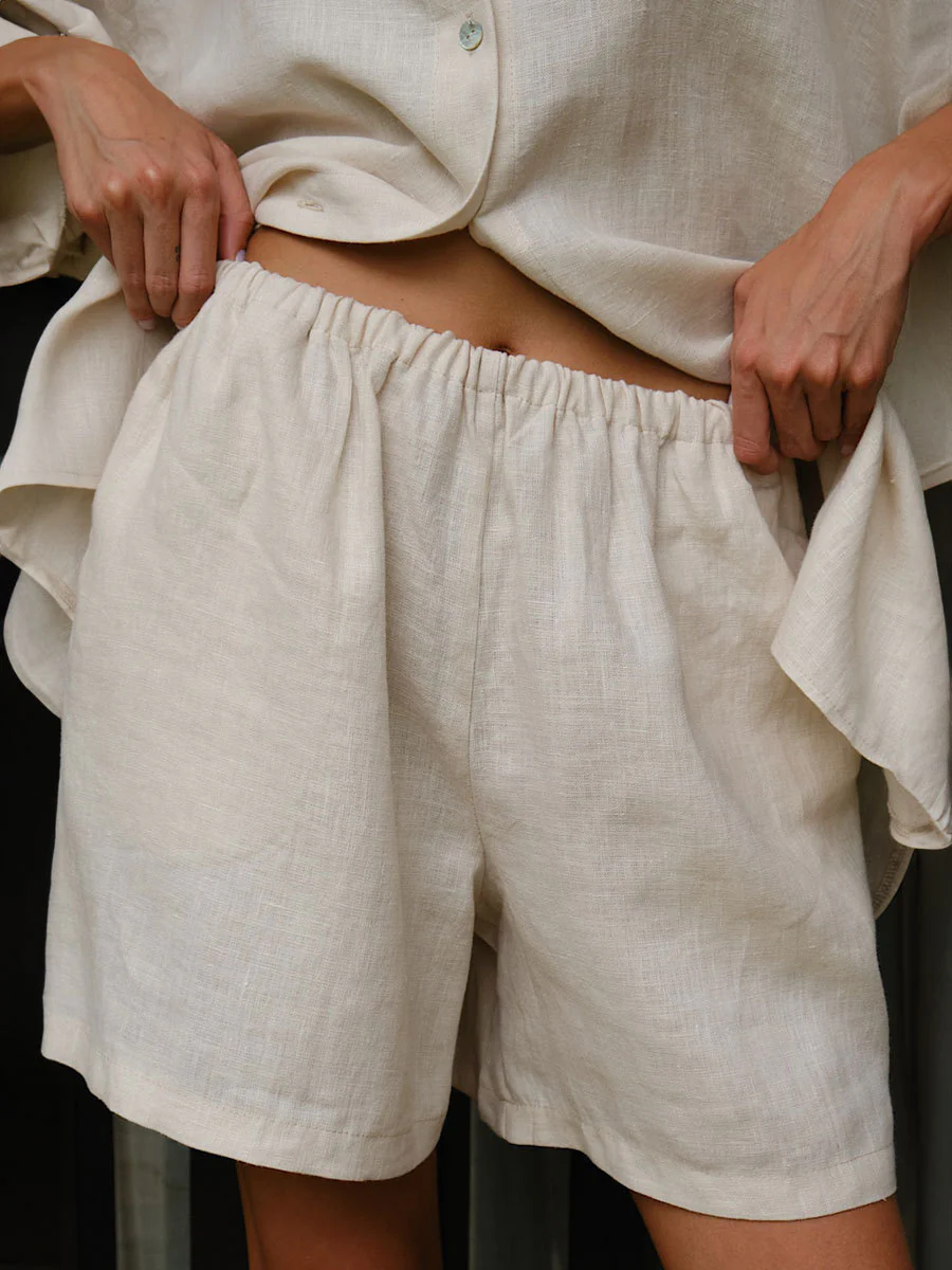 Long Sleeve Shirt Shorts Set Blouse - Image 16