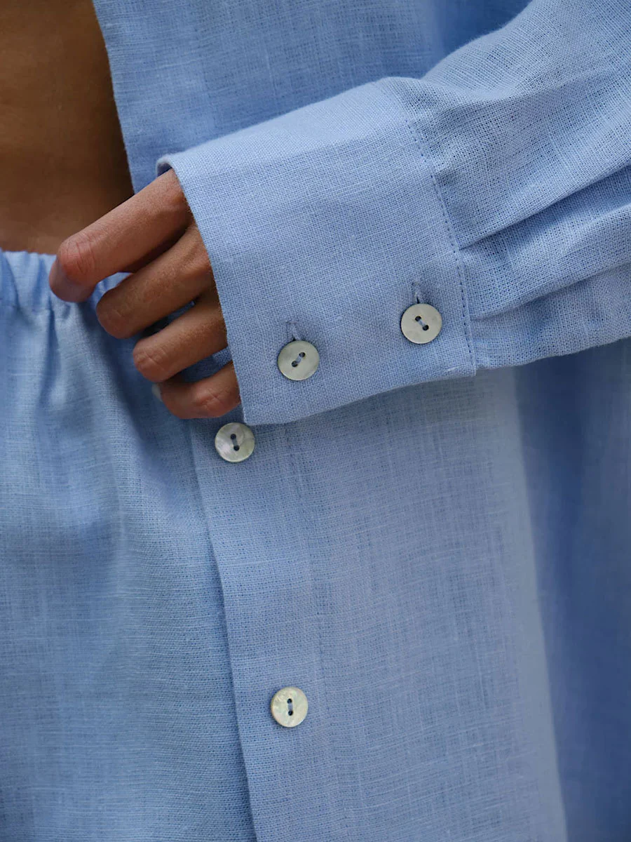 Long Sleeve Shirt Shorts Set Blouse - Image 19