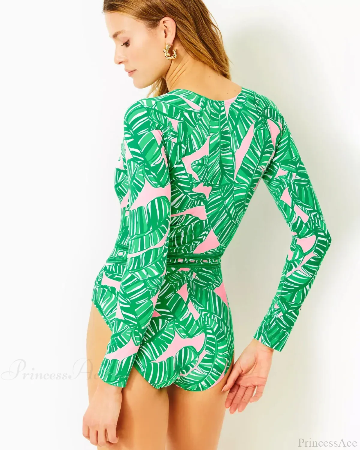 Long Sleeve Zip Blue One Piece Swimsuit - Image 4