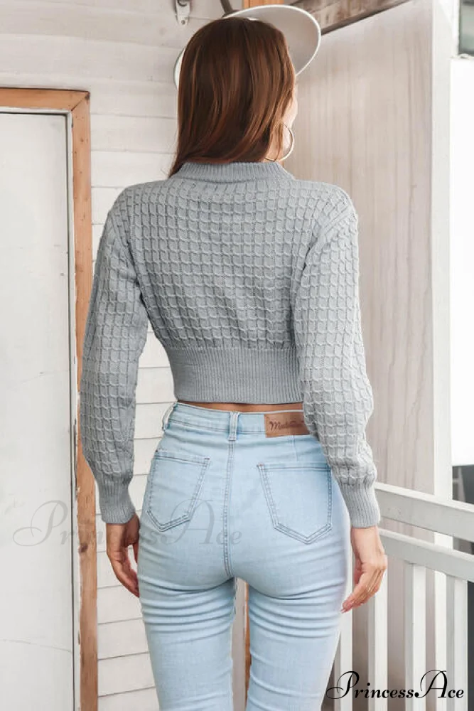 Long Sweater Round Cropped Arm with Neck - Image 11