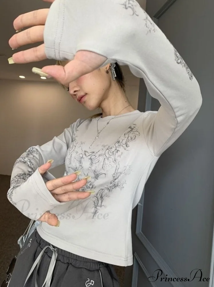 Long Y2k Fashion Casual O-neck Arm De Vintage Blusas T-shirts Mujer Design Women Tunic Moda Tops - Image 3