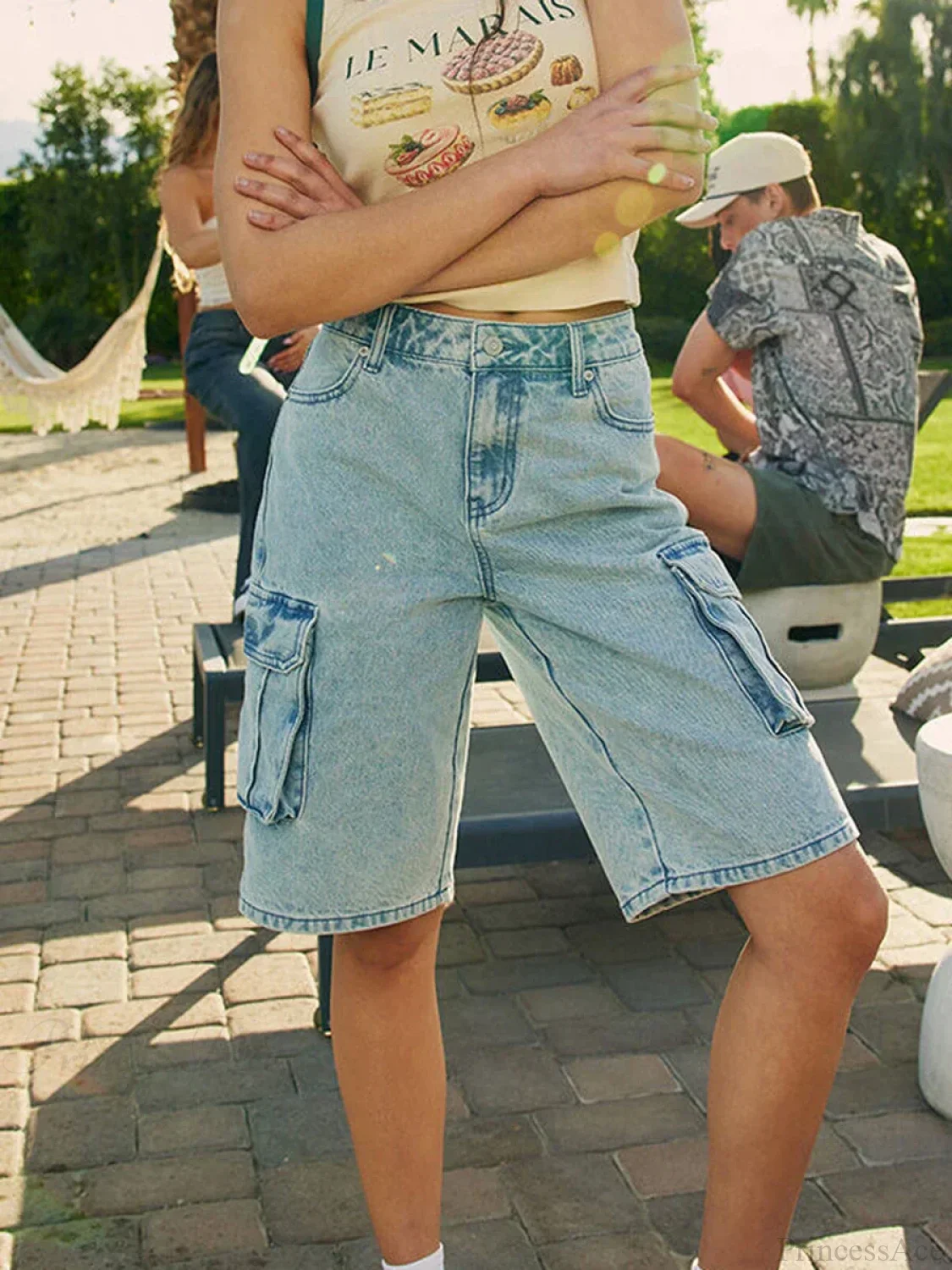 Loose Cargo Wide-Leg Denim Short - Image 2