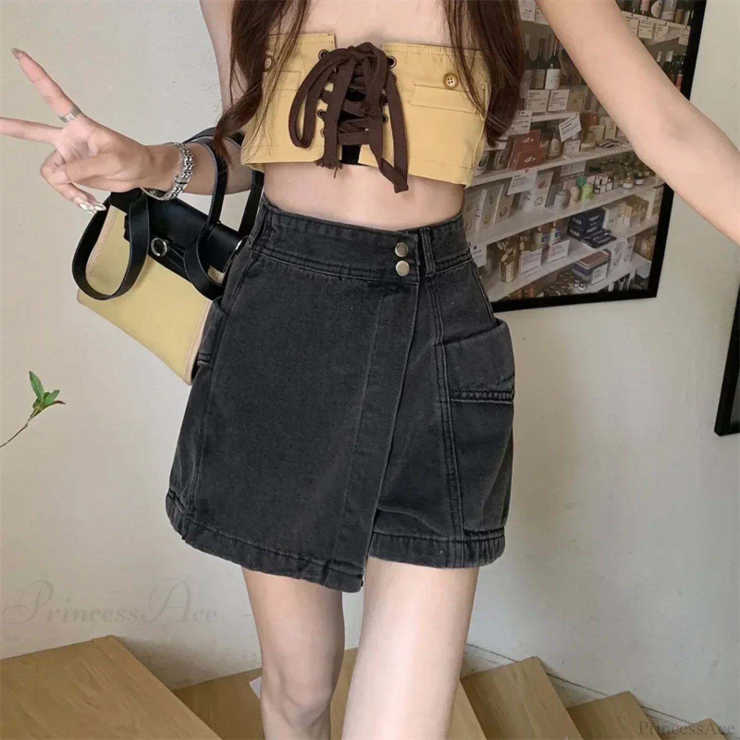Loose Denim Pants Style Skirt - Image 2