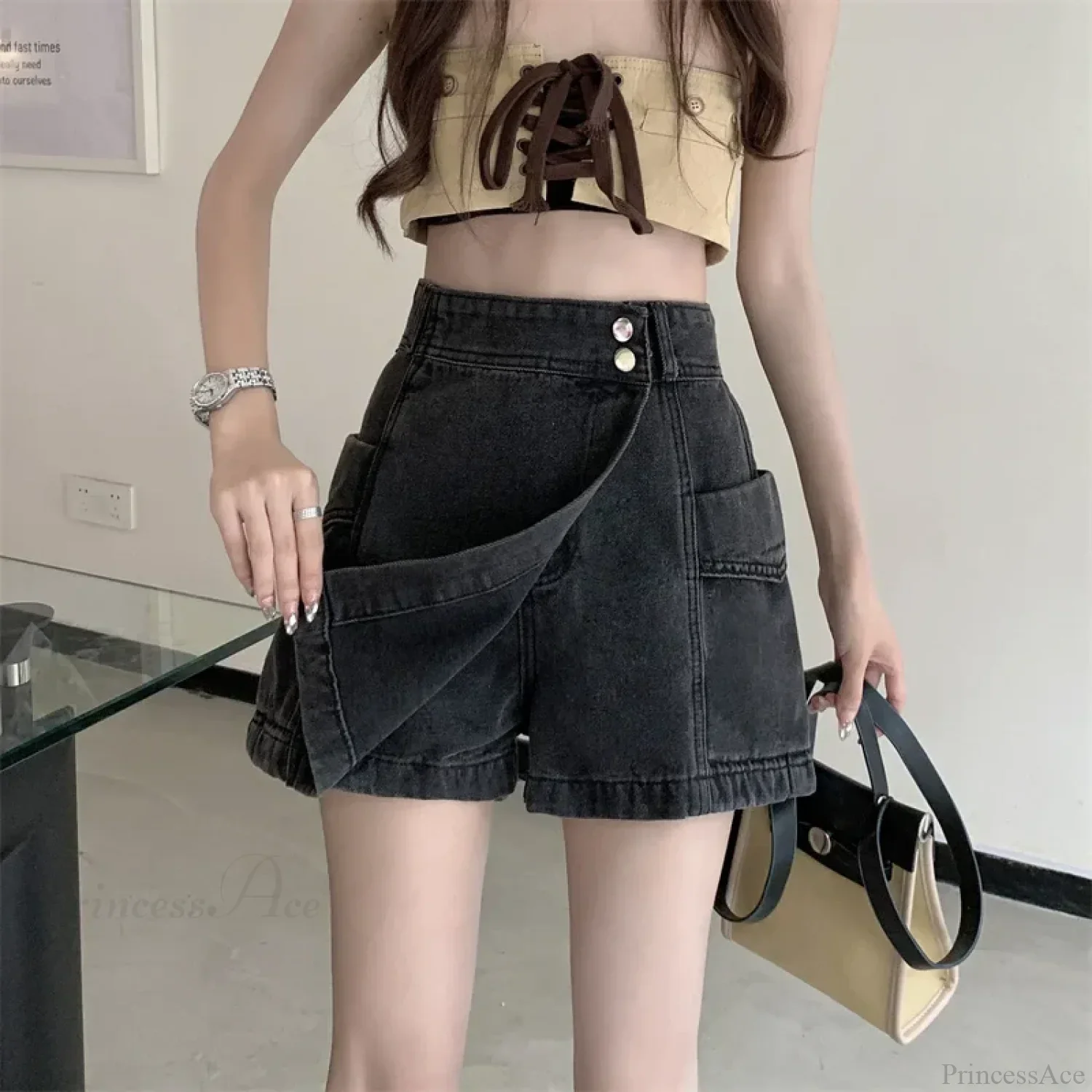 Loose Denim Pants Style Skirt - Image 4