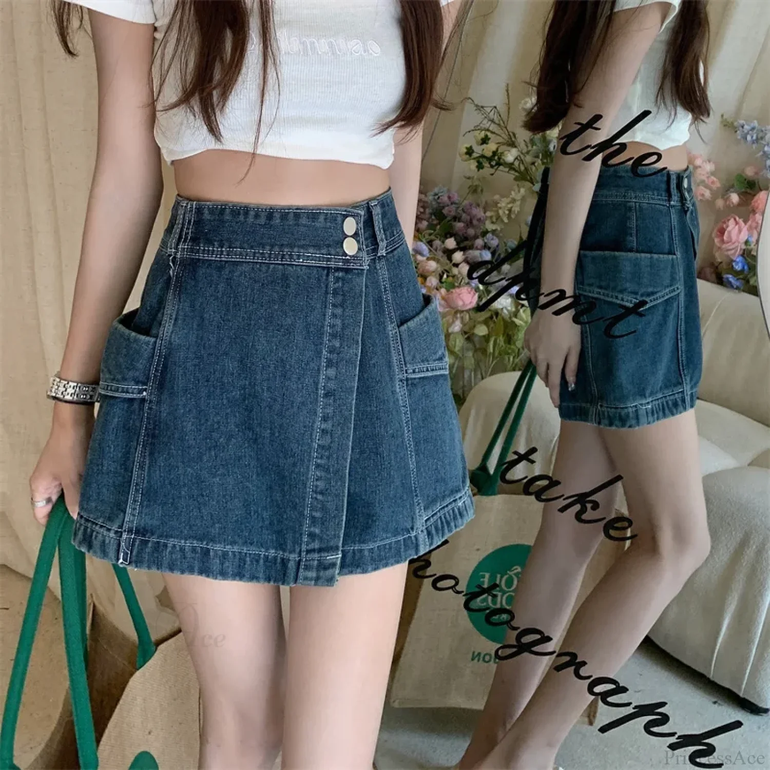 Loose Denim Pants Style Skirt - Image 8