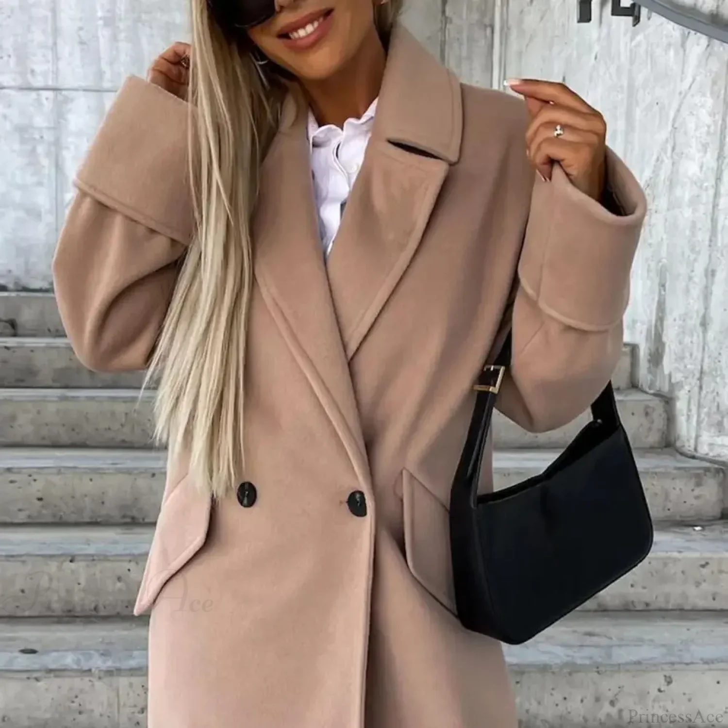 Loose Double-Breasted Windproof Overcoat - Image 5