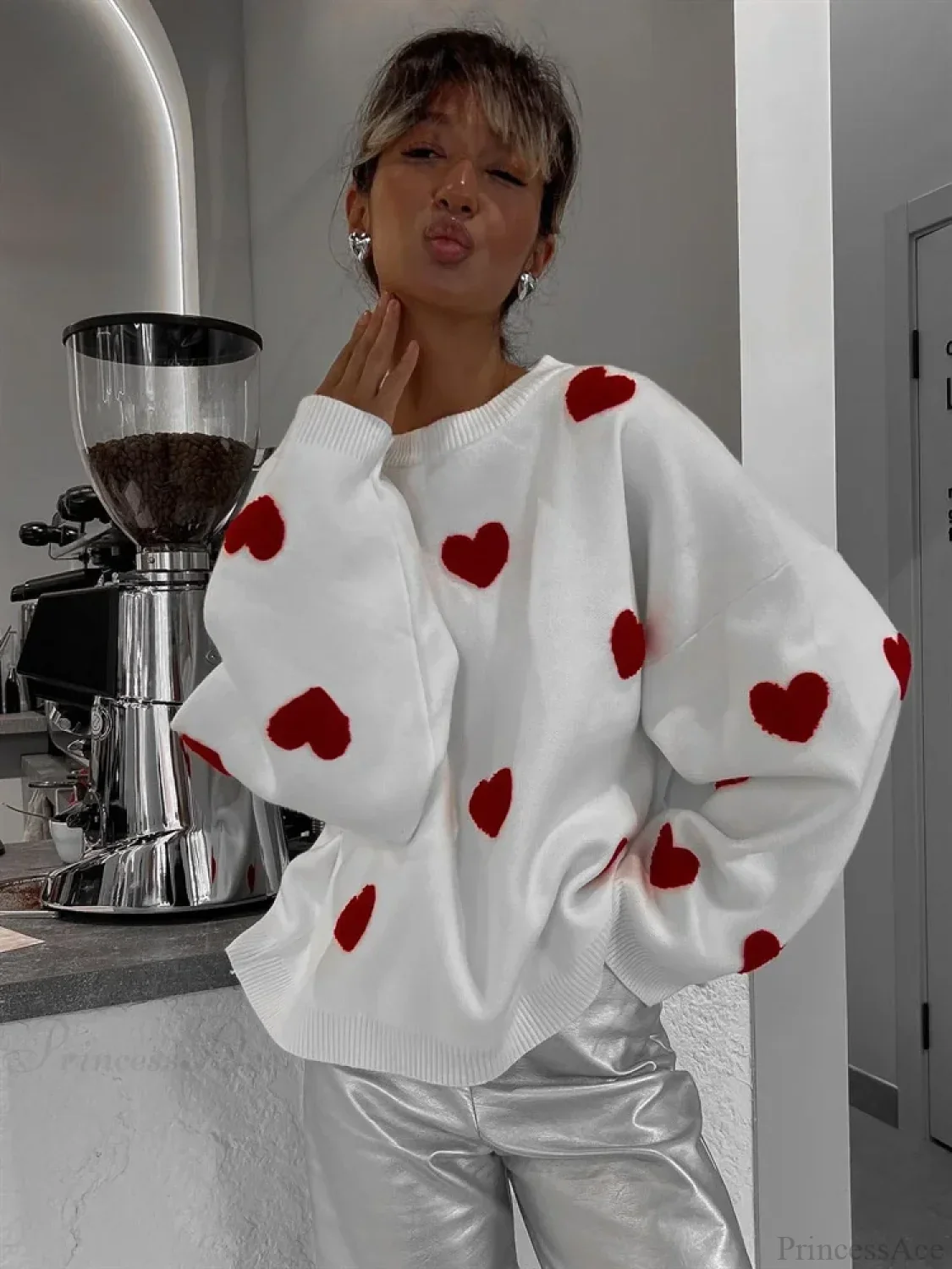 Loose Fashion Patchwork Long Sleeve Sweater - Image 5