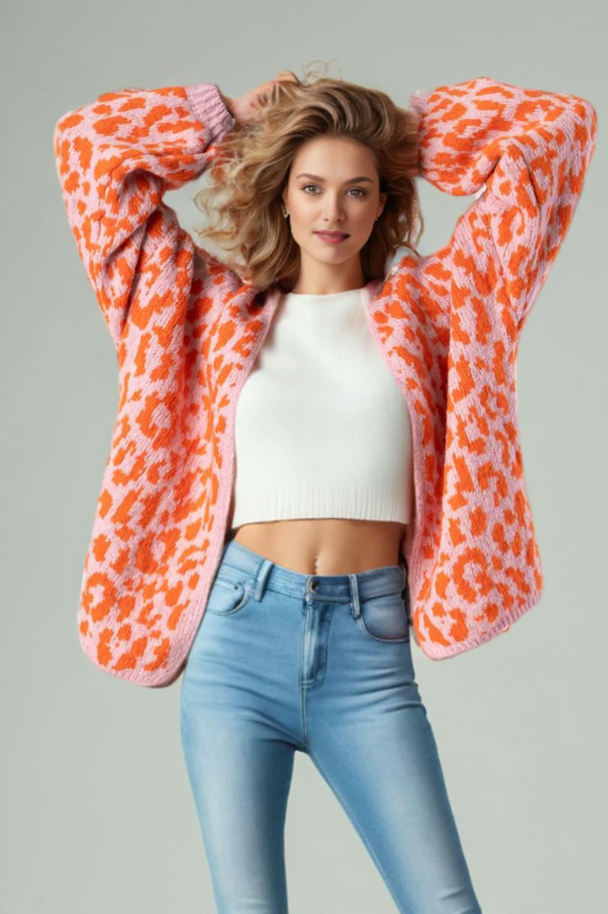 Loose Fit Colorblock Cardigan - Image 4