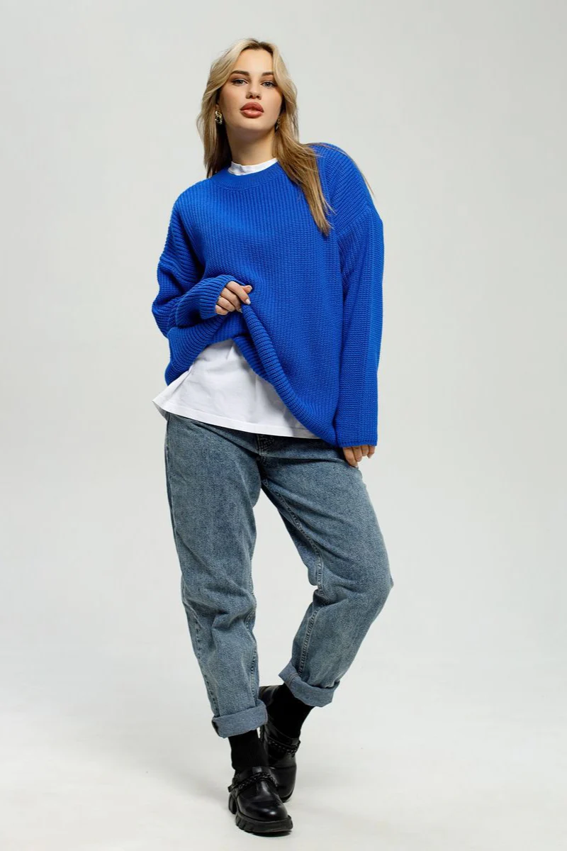 Loose Fit Crew Neck Knit Sweater - Image 4