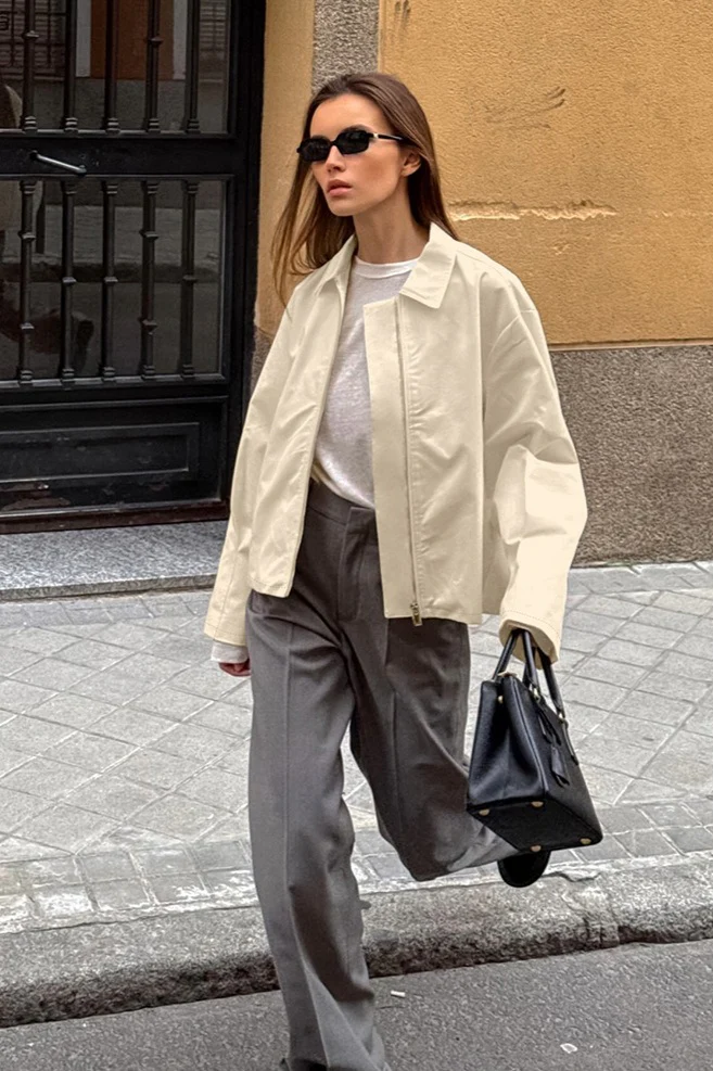Loose Fit Khaki Cotton Jacket - Image 2