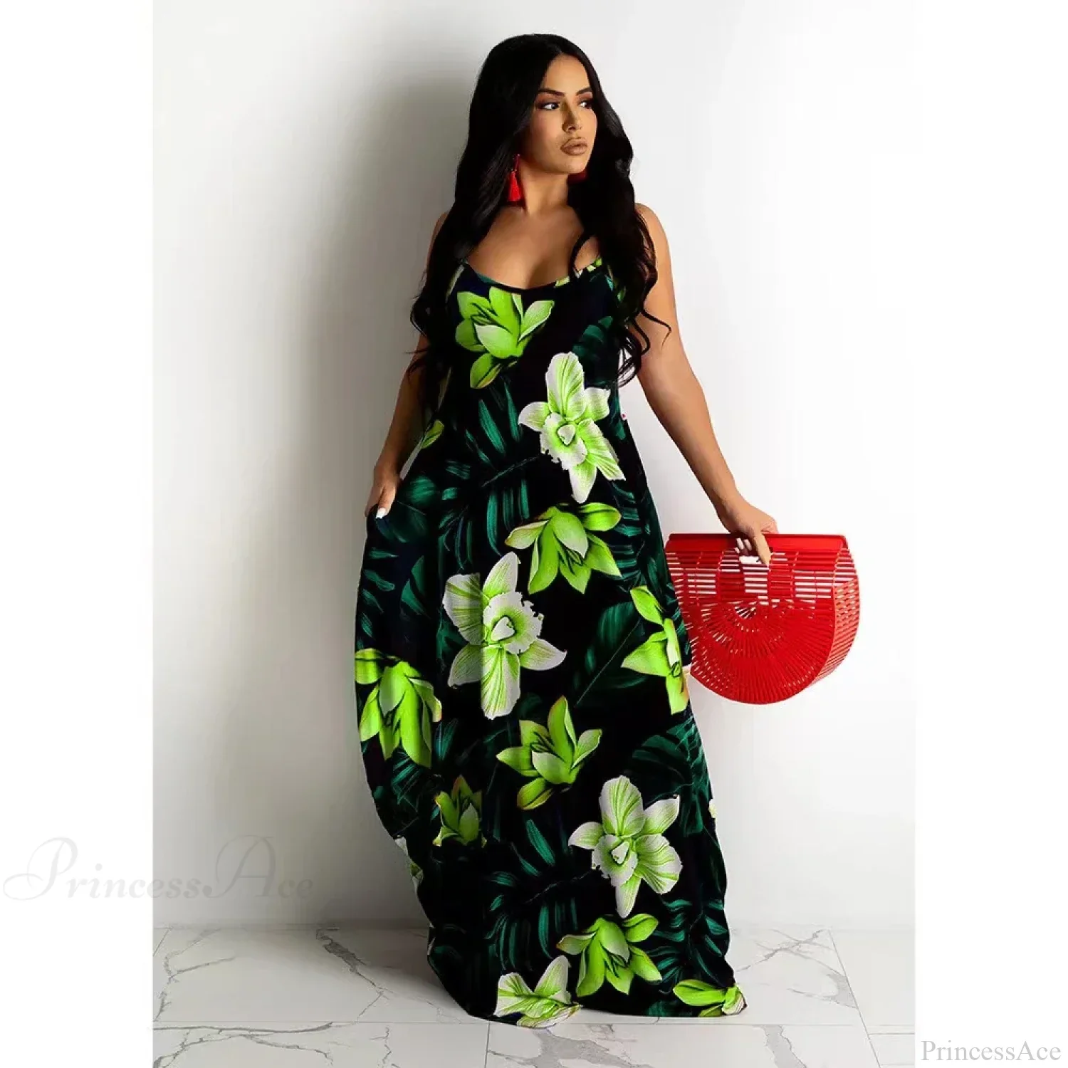 Loose Floral Print Slip Dress Long Skirt Floral Dress - Image 6