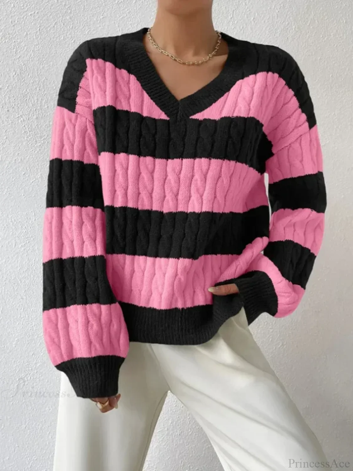 Loose Knit V-neck Vintage Pullover Sweater - Image 9