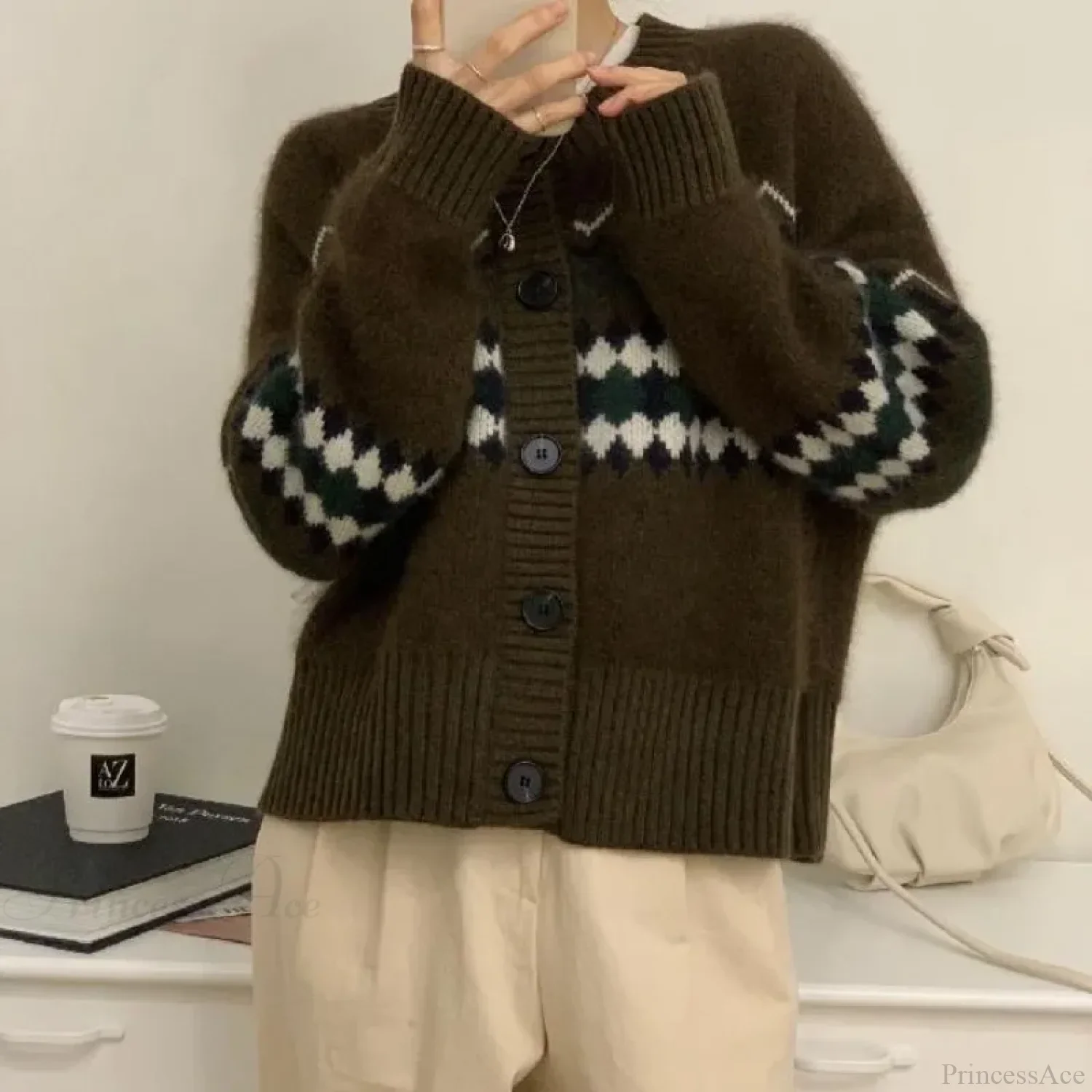 Loose O-neck Office Lady Cardigan - Image 6