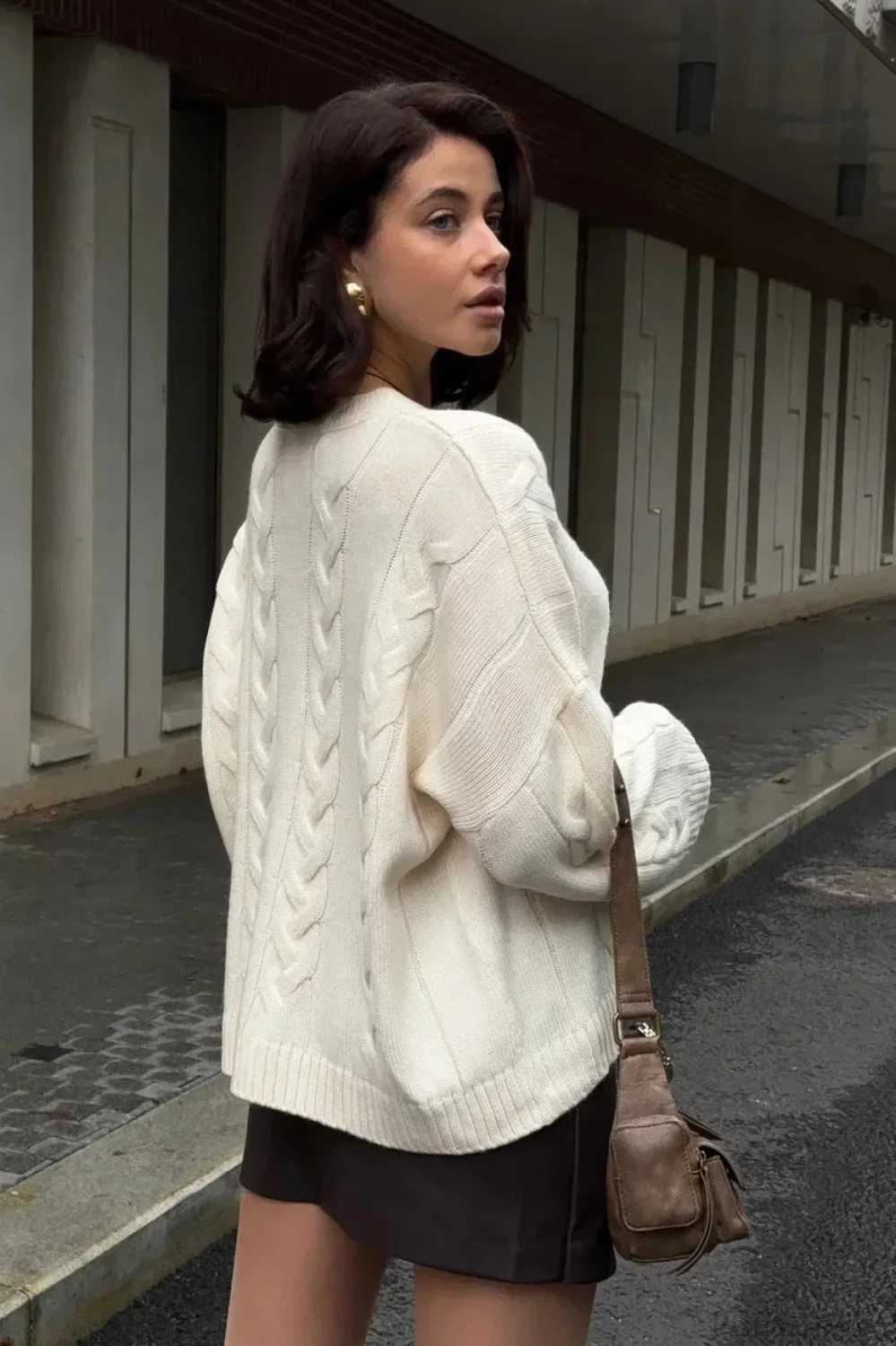 Loose Solid Lazy Casual Crewneck Sweater - Image 2